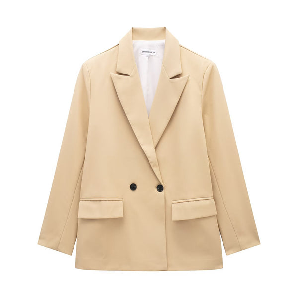 Summer Casual Relaxed-fit Double-breasted Blazer