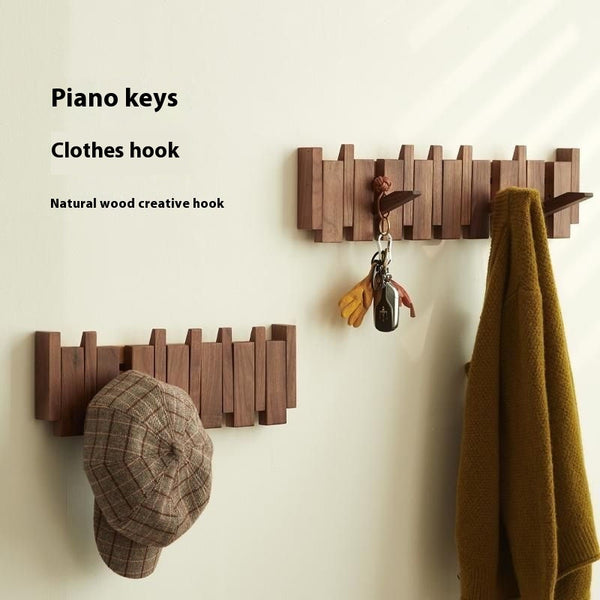 Wall Mounted Wood Coat Racks With 8 Hooks Art Entry Door Porch Hanging Hook Piano Key Shaped Clothes Hook Home Decor