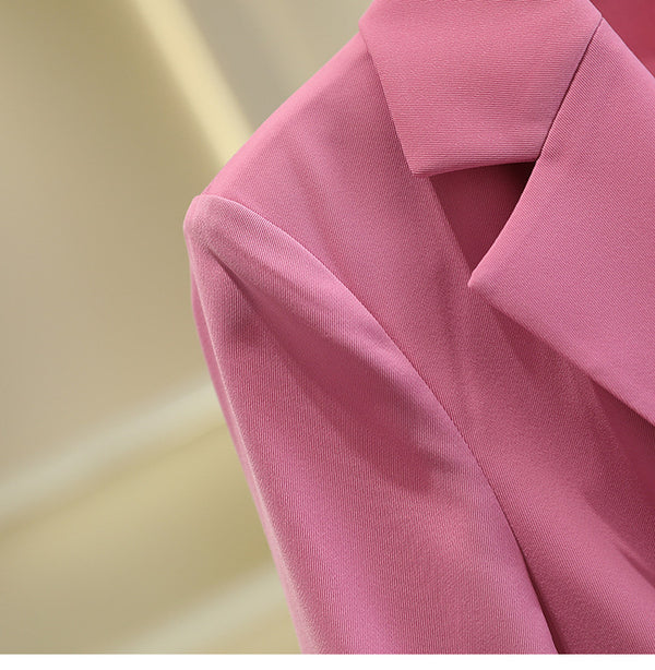 Solid-color Three-quarter-sleeve Casual Blazer For Women