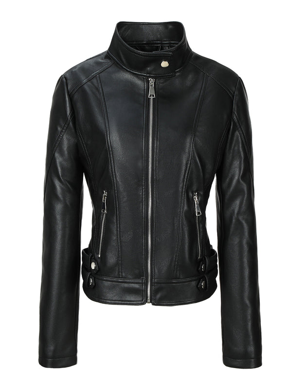 Plus-size Womens Slim-fit Stand-up Collar Jacket