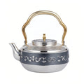 Pure 999 Fine Silver Elegant Handcrafted Silver Teapot with Detailed Artistic Relief and Metallic Handle - Handicraft