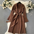 Elegant Minimalist Long-style Fashion Knit Cardigan Coat