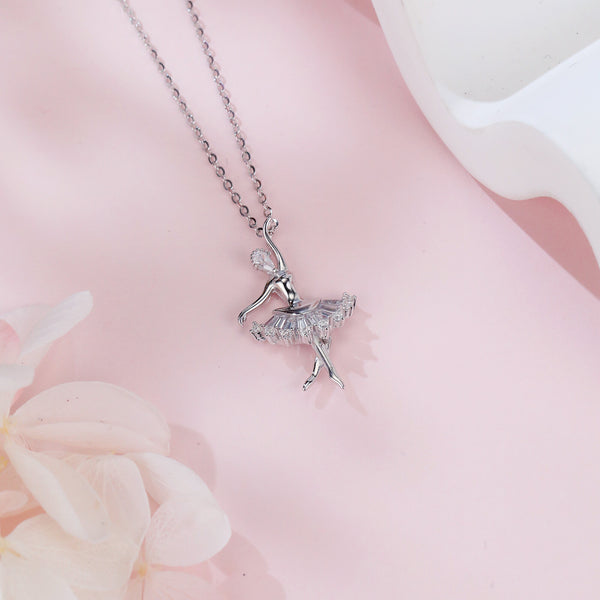 925 Sterling Silver Elegant Ballerina Moissanite Pendant Necklace – Graceful Dance Of Sparkling Gems
