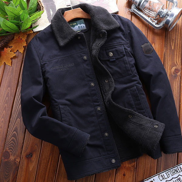 Jacket Plus Velvet Padded Winter Lapel