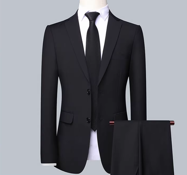 Suit suit-top coat + trousers-black-4XL-polyester fiber + viscose fiber-1 set