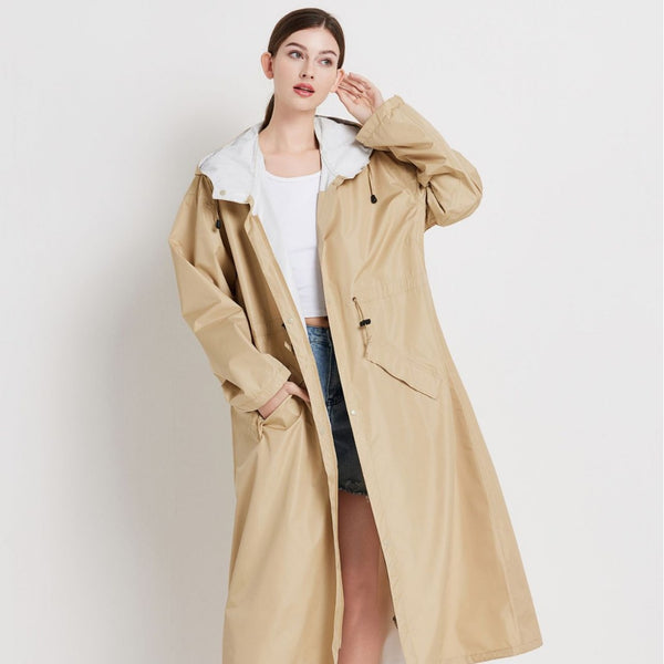 Womens Mid-length Trench Coat Raincoat