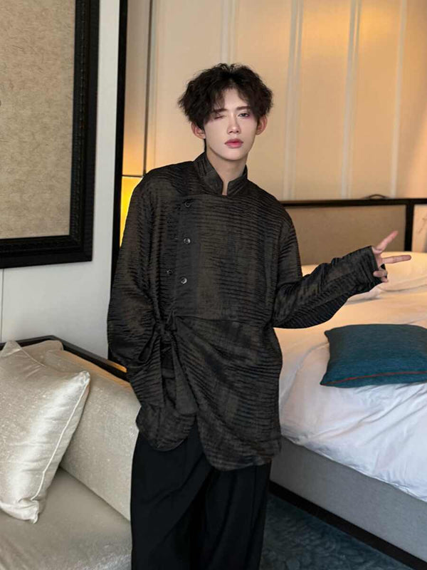 Men's Textured Irregular Patchwork Shirt