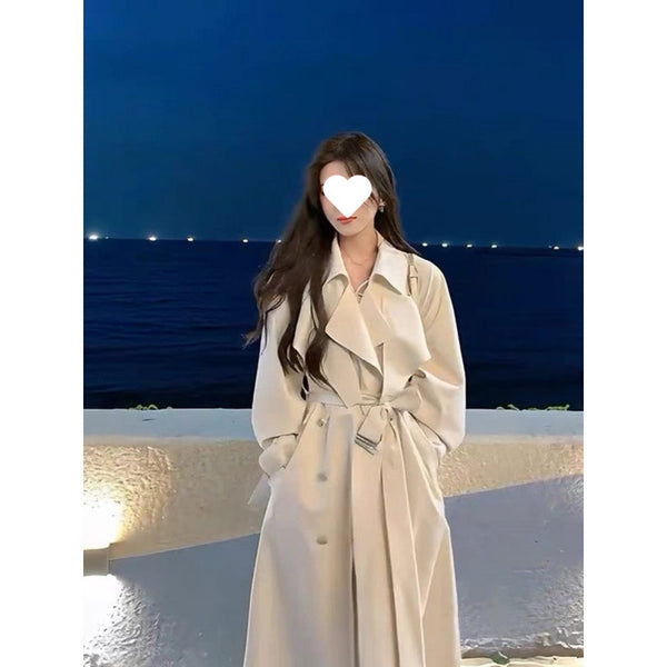 White Trench Coat Women's Long British-style