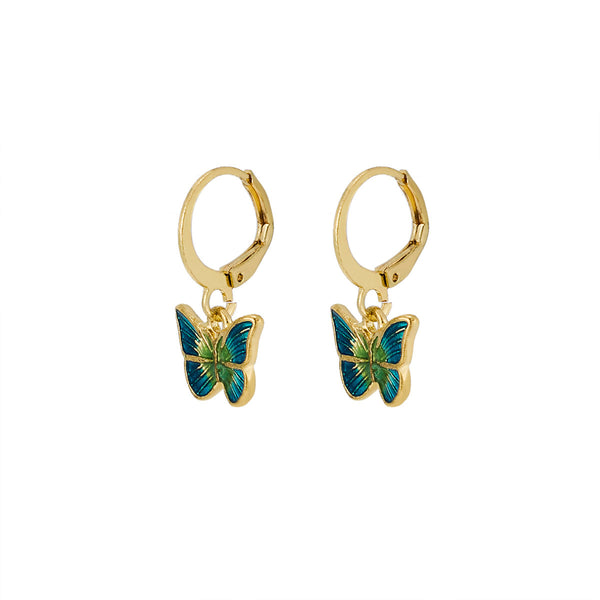 Japanese-Korean French-style Dripping-Oil Petite And Playful Butterfly Earrings