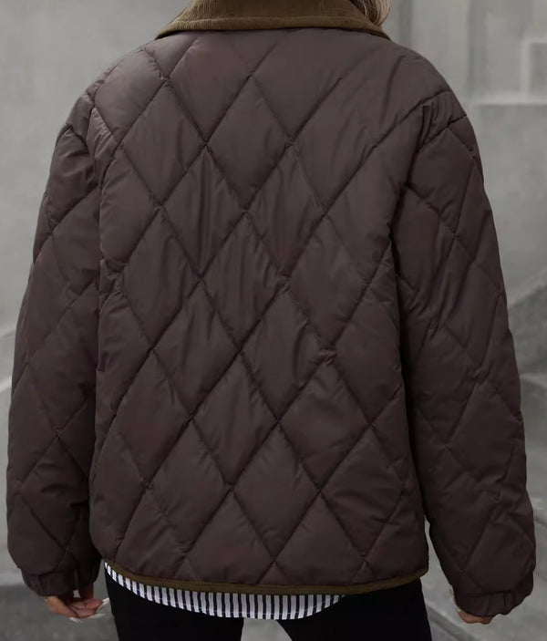 Dark Brown Vintage High-End Multi-Functional Warm Cotton Coat With Long Sleeves And A Lapel Collar