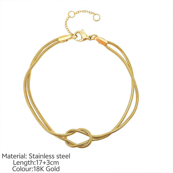 Simple Knotted Bracelet Ins Stainless Steel Lightweight Unisex Minimalist Jewelry