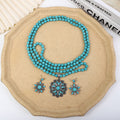 Western-style Loose Turquoise Bead Necklace With Electroplating