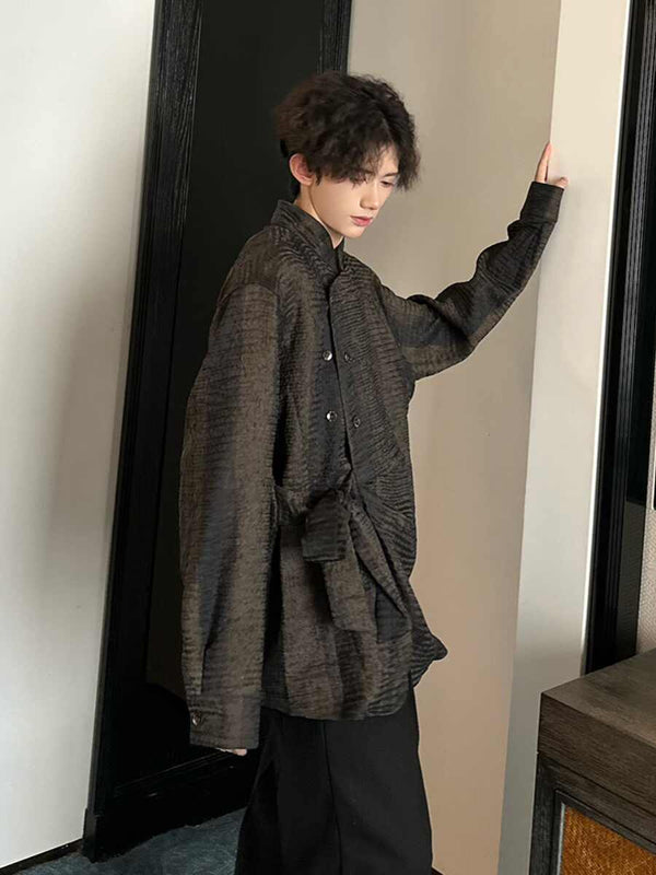 Men's Textured Irregular Patchwork Shirt