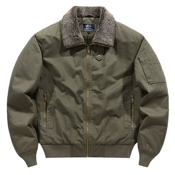 Mens Fleece-lined Loose-fit Plus-size Coat