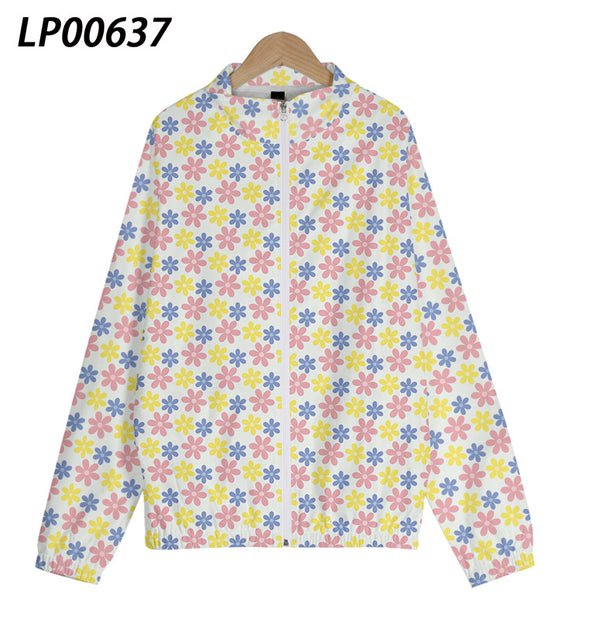 5 New Men's Digital Print Zipper Stand Collar Windbreaker Sport