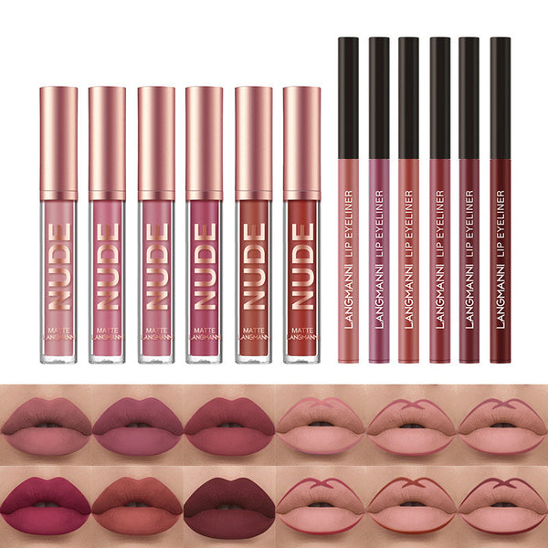 Lip Liner And Lipstick Makeup 12 Pcs Set 6 Matte Lipstick 6 Lip Liner Pens Waterproof Long Lasting Matte Lipstick Beauty Cosmetics Makeup Gift For Girls Lipstick Set