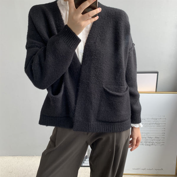 Casual Knitted Cardigan Laid-back Style Womens