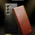 Genuine Leather Phone Case for Samsung Galaxy S26 S25 S24 Ultra Plus, Samsung Galaxy Z Fold 7 6 5 4 & Z Flip 7 6 5 Series, Xiaomi 17 15 Ultra Mi 11 Series & iPhone 17 16 15 14 13 Air Pro Pro Max Series | Luxury Wallet Card Slots magnetic flip back case