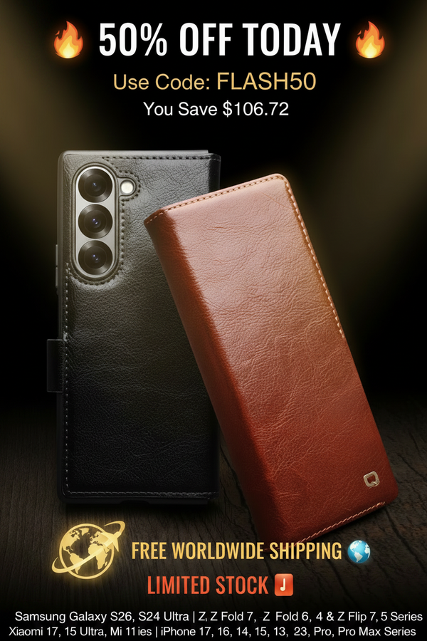 Genuine Leather Phone Case for Samsung Galaxy S26 S25 S24 Ultra Plus, Samsung Galaxy Z Fold 7 6 5 4 & Z Flip 7 6 5 Series, Xiaomi 17 15 Ultra Mi 11 Series & iPhone 17 16 15 14 13 Air Pro Pro Max Series | Luxury Wallet Card Slots magnetic flip back case
