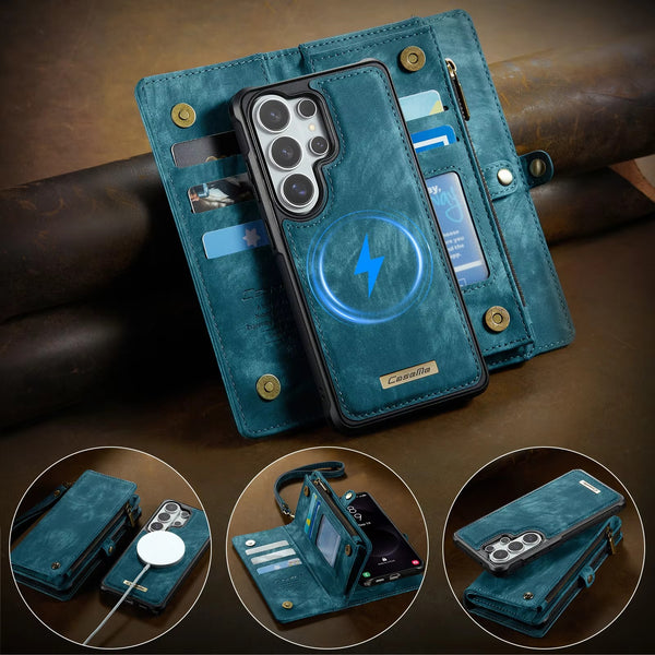 FOR iPhone 17 Pro Max Air 16 16E 15 Plus 14 for Samsung S26 Ultra S25 FE S24 Plus S23 S22 S21 S20  A17 A16 A36 A56 A15 A55 A14 A54  for Google Pixel 9 10 Pro XL 9A for Samsung Z FOLD 7 FOLD 6 FOLD5 Zipper Wallet Flip case with Magnetic Leather back Case