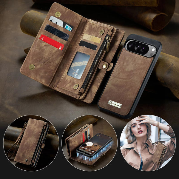 FOR iPhone 17 Pro Max Air 16 16E 15 Plus 14 for Samsung S26 Ultra S25 FE S24 Plus S23 S22 S21 S20  A17 A16 A36 A56 A15 A55 A14 A54  for Google Pixel 9 10 Pro XL 9A for Samsung Z FOLD 7 FOLD 6 FOLD5 Zipper Wallet Flip case with Magnetic Leather back Case