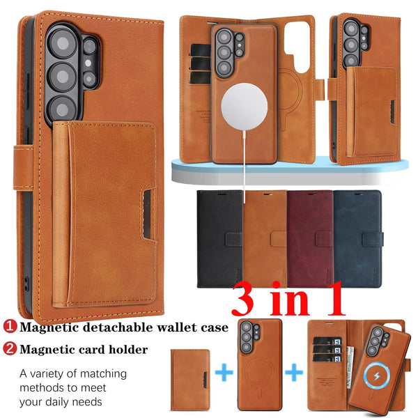 3-in-1 50% off Leather Wallet magnetic Flip back Case For iPhone 17 Promax Air 16 Pro Max 15 Plus 14 13 12 For Samsung Galaxy S25 S26 Ultra S24 Plus S23 S24
