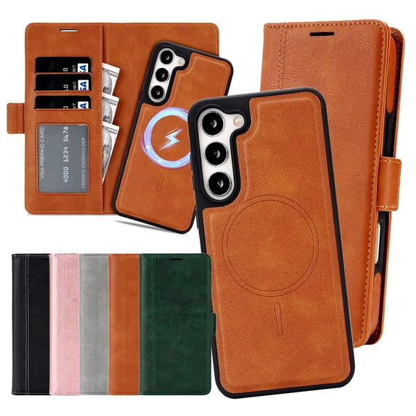 2in1 50% off luxury Leather Wallet magnetic Flip back Case For iPhone 17 Promax Air 16 Pro Max 15 Plus 14 13 12  For Samsung Galaxy S25 S26 Ultra S24 Plus S23  S24   for Google Pixel 9 10 Pro XL 9A10A 9Pro 10Pro XL
