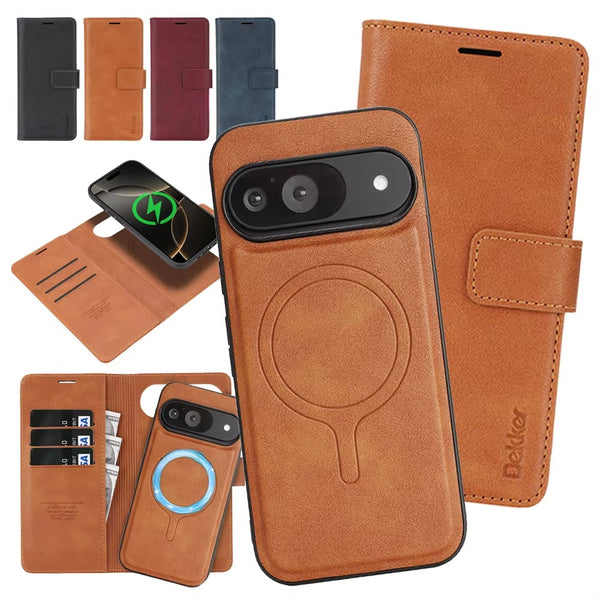2in1 Leather Wallet magnetic Flip back Case For iPhone 17 Promax Air 16 Pro Max 15 Plus 14 13 12 For Samsung Galaxy S25 S26 Ultra S24 Plus S23 S24 for Google Pixel 9 10 Pro XL 9A10A 9Pro 10Pro XL