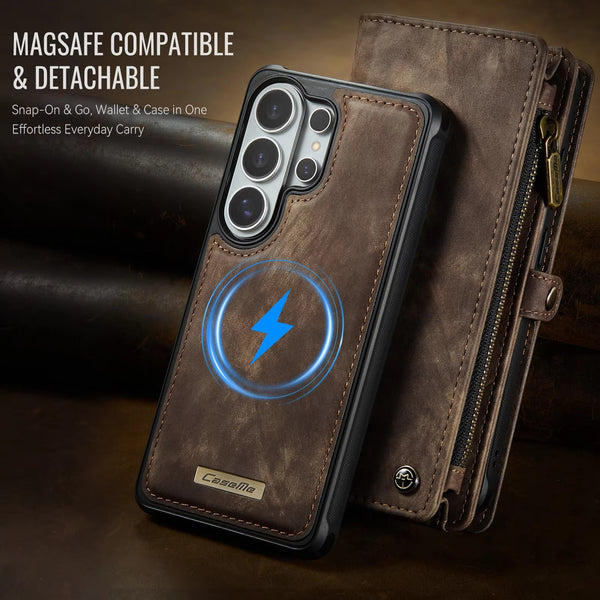 FOR iPhone 17 Pro Max Air 16 16E 15 Plus 14 for Samsung S26 Ultra S25 FE S24 Plus S23 S22 S21 S20  A17 A16 A36 A56 A15 A55 A14 A54  for Google Pixel 9 10 Pro XL 9A for Samsung Z FOLD 7 FOLD 6 FOLD5 Zipper Wallet Flip case with Magnetic Leather back Case