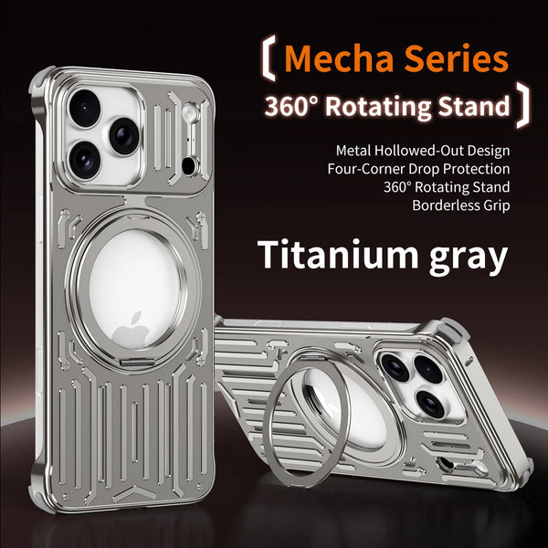 for Samsung Galaxy S23/S24/S25/S26 Ultra & iPhone 17/16/15 Pro Max/Air – luxury METAL  bumper frame Rotating Bracket Stand Heat Dissipation, MagSafe Support, Inner Silicone Protection, Stylish Looks & Super Protection Back Cover