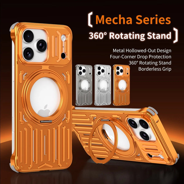 for Samsung Galaxy S23/S24/S25/S26 Ultra & iPhone 17/16/15 Pro Max/Air – luxury METAL  bumper frame Rotating Bracket Stand Heat Dissipation, MagSafe Support, Inner Silicone Protection, Stylish Looks & Super Protection Back Cover